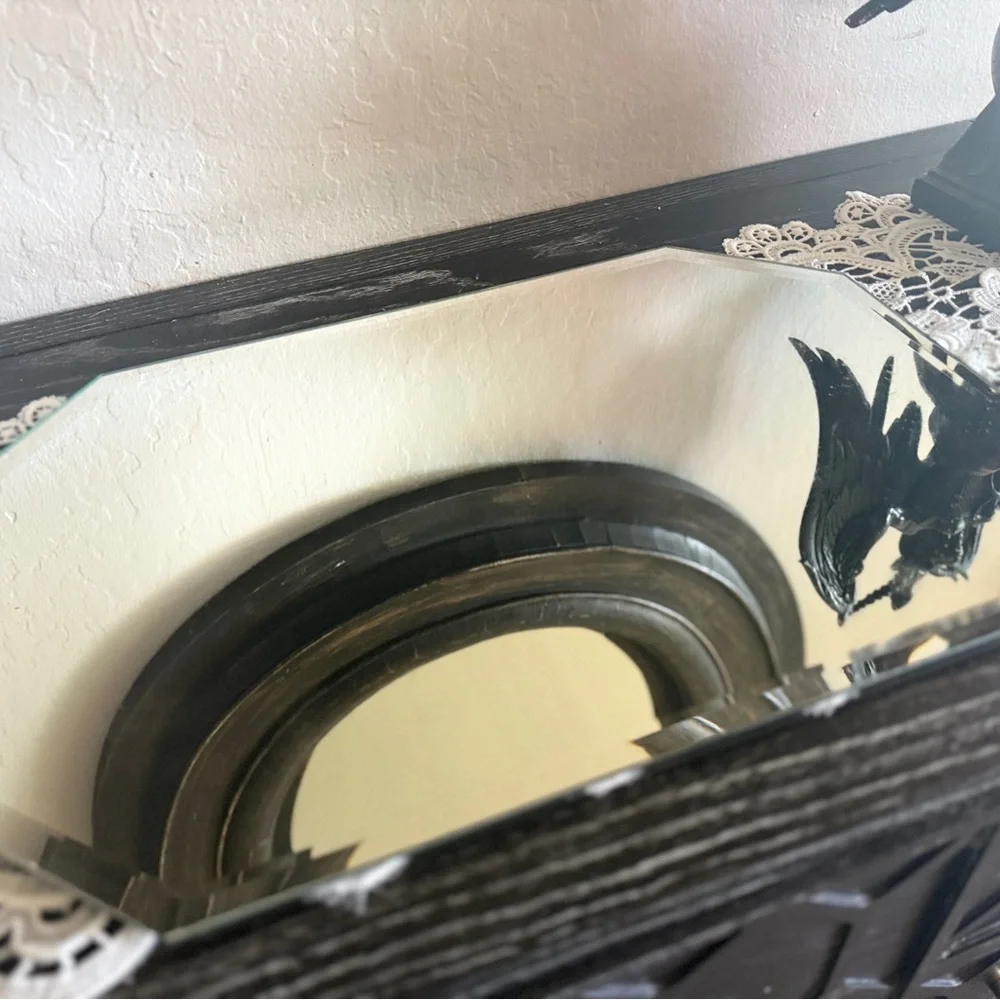 Vintage beveled glass vanity tray mirror